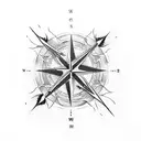 seperate each element forearm length, wind water and fire with the eart and Japanese waves with a north pointing compass tattoo design idea