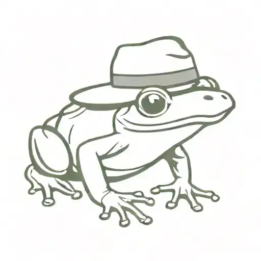 A minimalist tattoo of a frog wearing a vintage 1940s hat, to honor your Nanna's stylish and caring personality tattoo design idea