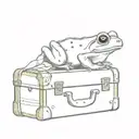 A minimalist tattoo of a frog sitting on a vintage suitcase, symbolizing your Nanna's journey from Northern Ireland to her new life tattoo design idea