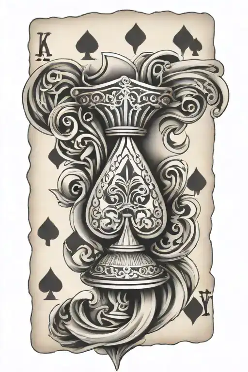 royal flush hand of cards tattoo design idea