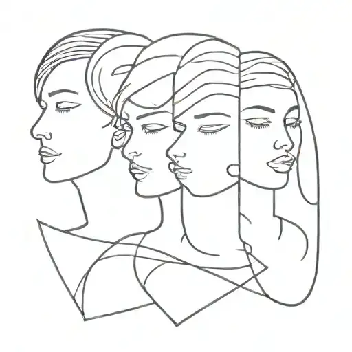 3 faces two shields tattoo design idea