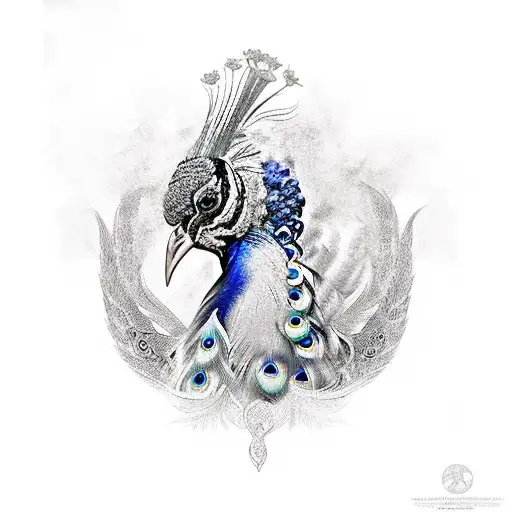 anthro peacock warrior  tattoo design idea