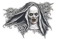 Spooky evil nun tattoo design idea