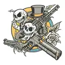 gun and ghost and moonlight tattoo design idea