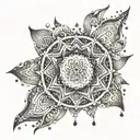 An intricate mandala design incorporating symbols of consciousness and spirituality tattoo design idea