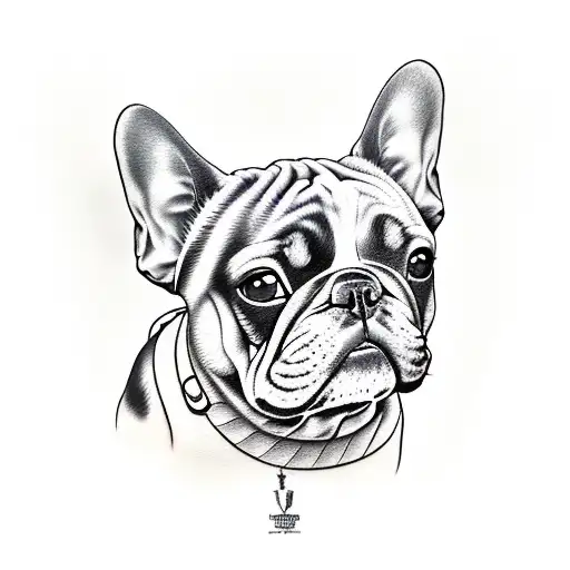 french bulldog with a bucket hat tattoo design idea
