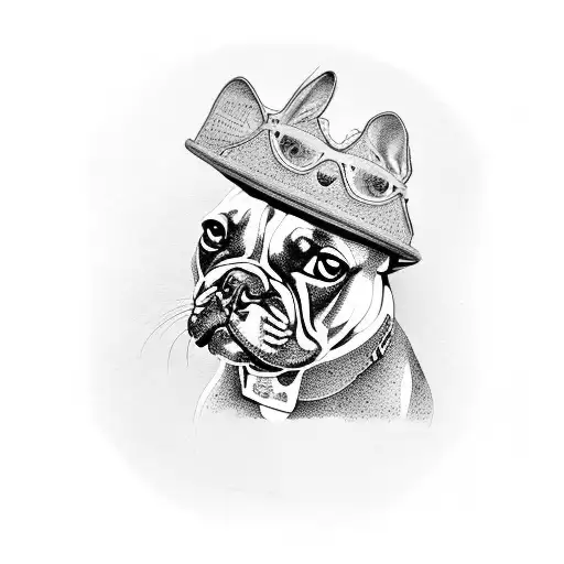 french bulldog with a bucket hat tattoo design idea