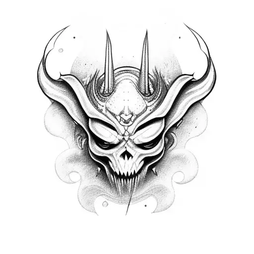 lucifer with time small size tattoo design idea