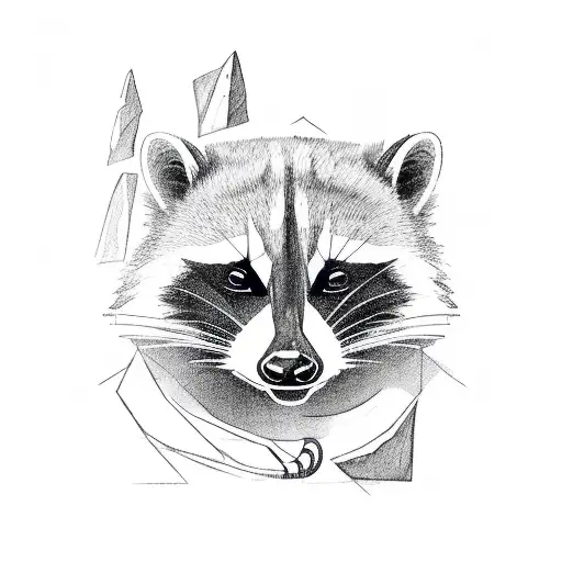 abstract raccoon with rock climbing gear  tattoo design idea