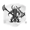 black demon with an axe tattoo design idea