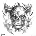 black demon with an axe tattoo design idea