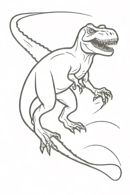t-Rex with a grabber tool chasing stick figures tattoo design idea