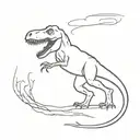 t-Rex chasing stick figures  tattoo design idea