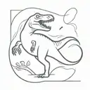 t-Rex chasing stick figures  tattoo design idea