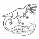 t-Rex chasing stick figures  tattoo design idea