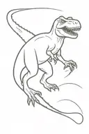 t-Rex with a grabber tool chasing stick figures tattoo design idea