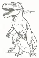 t-Rex with a grabber tool chasing stick figures tattoo design idea