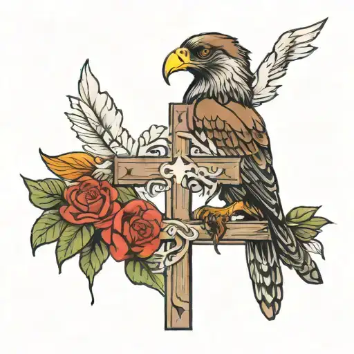 buzzard and cross tattoo tattoo design idea