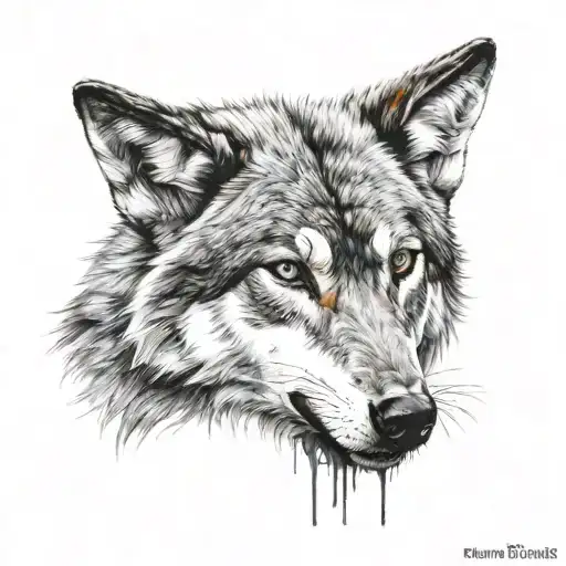 a wolf with the words her daddy's blood runs through her veins tattoo design idea