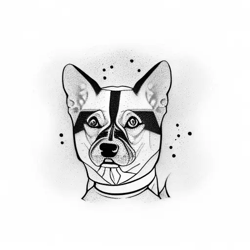 dog name Levi in Hebrew, with an image of a black dog not realistic more abstract  tattoo design idea