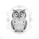 owl, butte flower tattoo design idea