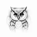 owl, butte flower tattoo design idea