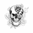 Skull with rose eyes tattoo design idea