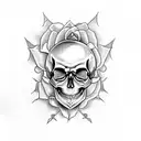 Skull with rose eyes tattoo design idea