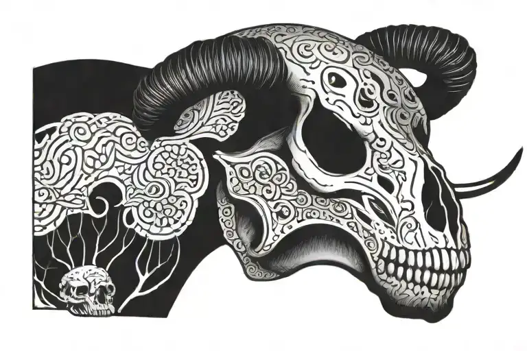 goth animal skull tattoo design idea