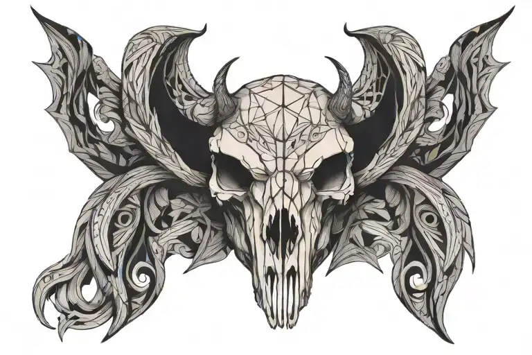 goth animal skull tattoo design idea