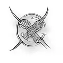 viking rune arm band tattoo design idea