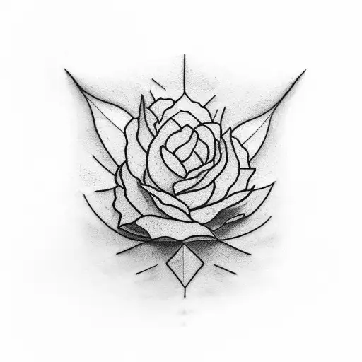 negative space plant design inside rectangle tattoo design idea