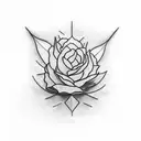 negative space plant design inside rectangle tattoo design idea