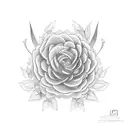 negative space plant design inside rectangle tattoo design idea