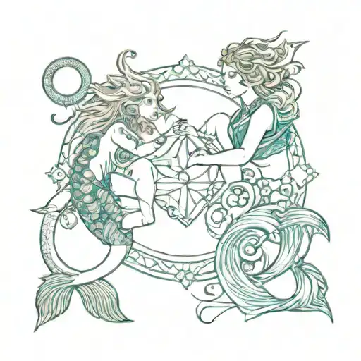 aquarius pisces cusp tattoo design idea