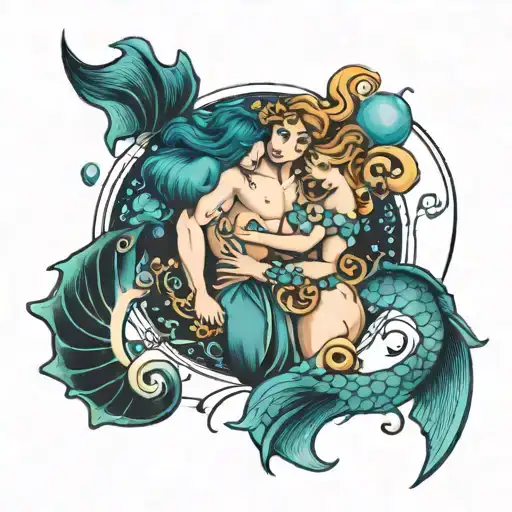aquarius pisces cusp tattoo design idea