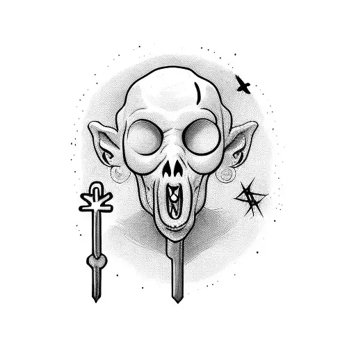 stick figure with the shape of an x for eyes with his tongue sticking out tattoo design idea