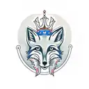 Fox with x for eyes and a throne crown tattoo design idea