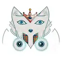 Fox with x for eyes and a throne crown tattoo design idea