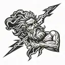 Zeus holding a lightning bolt intertwined tattoo design idea