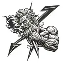 Zeus holding a lightning bolt intertwined tattoo design idea