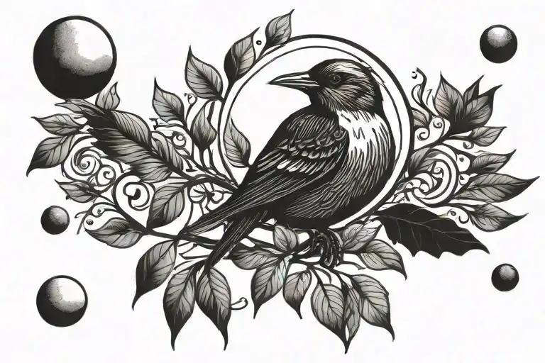 bird and moon   tattoo design idea