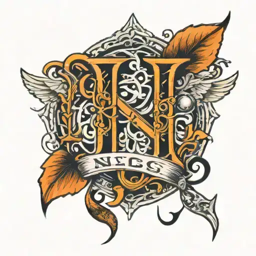 Letters N R G S tattoo design idea