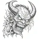 Demon crying tattoo design idea