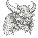 Demon crying tattoo design idea