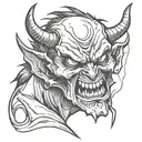 Demon crying tattoo design idea