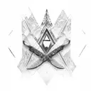  Shining diamond  a knife, a mountain , hemlock  tattoo design idea