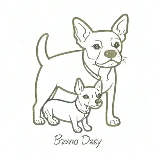 simple dog with names bruno and daisy tattoo design idea