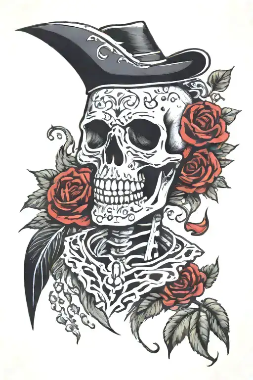 Holy Death Skull tattoo design idea
