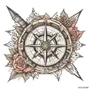 3d compass tattoo design idea